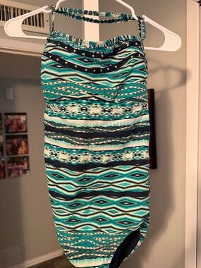 Jessica Simpson Teal, Black and White One-piece Swimsuit